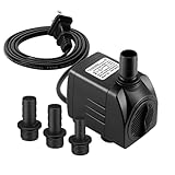 SongLong Submersible Pump 400GPH (1500L 25W) Ultra Quiet with Over Heating Protection 6.5ft High Lift for Fountains, Hydroponics, Ponds, Aquariums & More…