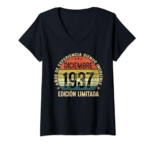 Mujer 87 Años Cumpleaños Regalos Originale Hombre Diciembre 1937 Camiseta Cuello V