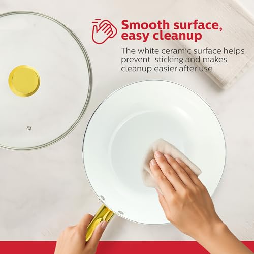 Wok cerámico blanco con tapa 12 pulgadas miniatura 5