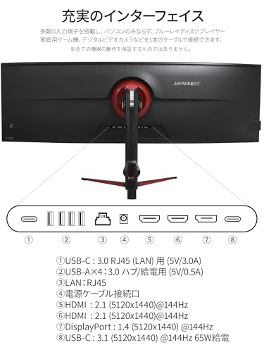 JAPANNEXT 49インチ湾曲ゲーミングモニター JN-IPS49G144DQ-HSC6-L
