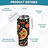 Sevdomey 30 ozPizza Tumbler with Handle and Straw Lid for Water Iced Tea or Coffee, Stainless Steel Insulated Leak-Proof Travel Coffee Mug Cup Gifts #3