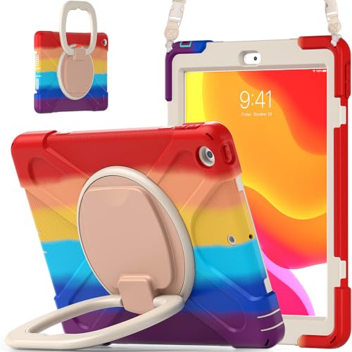 Protégez votre iPad 10.2 contre les bris d'écran grâce à l'étui antichoc JZ rouge à poignée