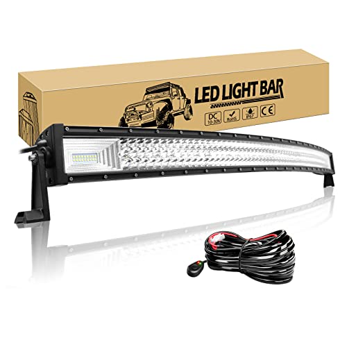 Barra Led 4x4 Willpower 52 Pulgadas 675w Barras Led Coche Curvas 7D IP67 Impermeable Tri-fila Faro Led Focos Led 12v 24v 6000k Barras de Luz Led para Tractor SUV ATV UTV Off-road Con Arnés de Cableado