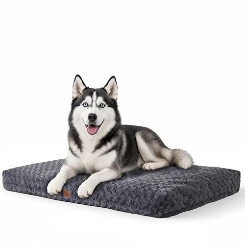 EGOHOME-Dog-Bed-for-Large-Dogs-Shredded-Memory-Foam-Fill-Washable-Removable-Cover-Non-Slip-Bottom-Dog-Crate-Bed-Kennel-Pad-Soft-Supportive-Pet-Bed-CertiPUR-US-41-x-27-Inch-Gray EGOHOME Dog Bed for Large Dogs, Shredded Memory Foam Fill, Washable Removable Cover, Non-Slip Bottom, Dog Crate Bed & Kennel Pad, Soft Supportive Pet Bed, CertiPUR-US, 41 x 27 Inch, Gray - Image 1