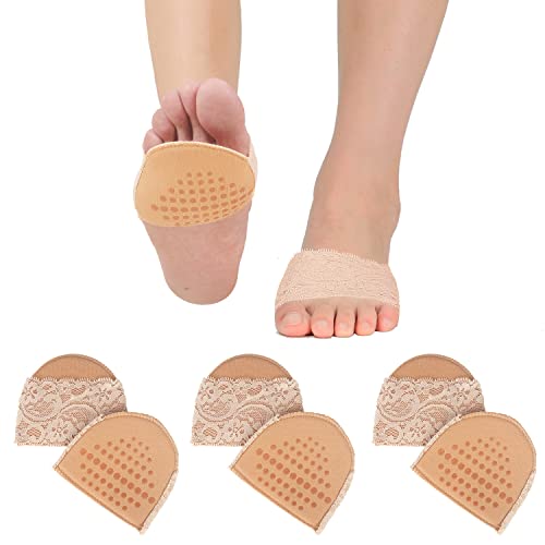 Triplewood 3 Pairs Women's Open Toe Slide Sandal Liner Socks Non Slip Toe Cover No Show Half Socks with Sponge Cushion2