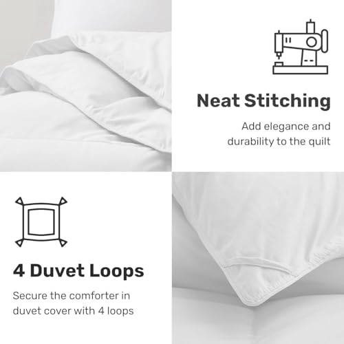 Image of LINENWALAS Feather Comforter Single Size, 50% Goose Duck Down & 50% Feather Warm Duvet Special for Winter Quilt Fluffy Blanket (White, 60 x 90 Inches)