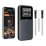 3-Probe Wireless Meat Thermometer with WiFi & Bluetooth, 5-in-1 Sensor for Precision, Rechargeable Smart Meat Thermometer for Cooking BBQ, Grilling and Smoking with Clear LCD Screen