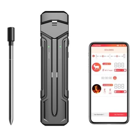 Smart Bluetooth Meat Thermometer Temp Monitor with Dual Probes for BBQ Cover