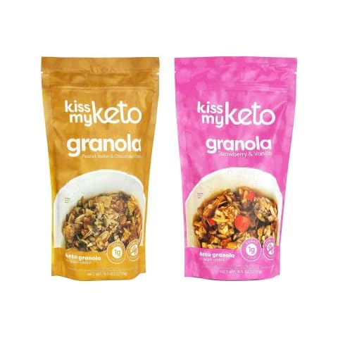 Kiss My Keto Granola Peanut Butter & Chocolate 1 Pack + Strawberry & Vanilla 1 Pack Cover