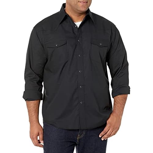Wrangler Men’s Sport Western Basic Two Pocket Long Sleeve Snap Shirt