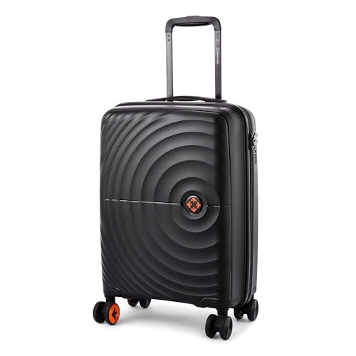 Image of Nasher Miles Polypropylene (PP) Spinner Seattle Hard-Sided Cabin Luggage 20 inch | 55cm | 8 Wheels Small Trolley Bag for Travel | Suitcase (Black)