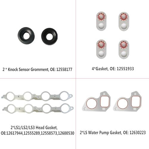 Image of Gen III 3 LS Head Gasket Kit for GM LS1 LS6 LQ4 LQ9 4.8L /5.3L /5.7L /6.0L /6.2L, for Chevy 1999-2007 for Silverado Suburban Express, for GMC Sierra Engine Valley Cover 12522033 12633904 12612350 12639249