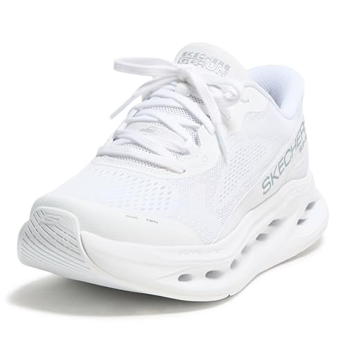 Skechers Women's Max Cushioning Glide Step Caledonia Hands Free Slip-ins Sneaker, White/Silver, 6.5...