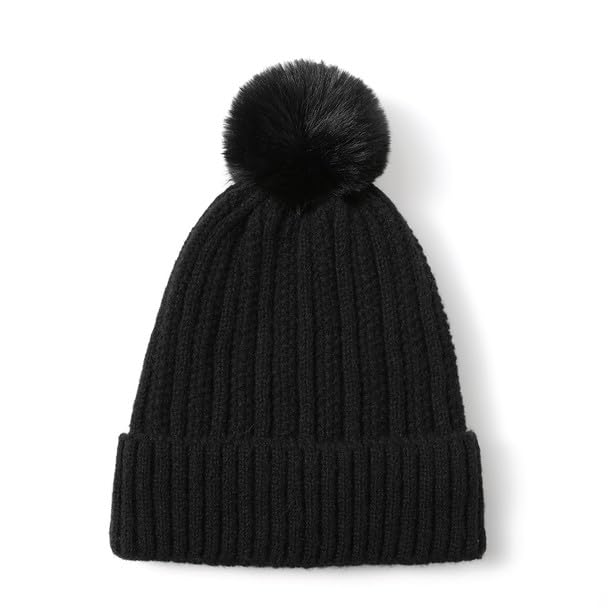Image of Nollia Women's Pom Pom Knit Winter Beanie for Cold Weather - Warm Fleece - Cable Knit