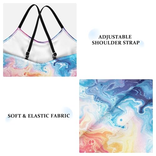 senya Girls Swimsuits One-Piece Swimwear Tie Bathing Suit Beach Summer Round Neck 9-10T Abstract Colorful Marbling Pattern3