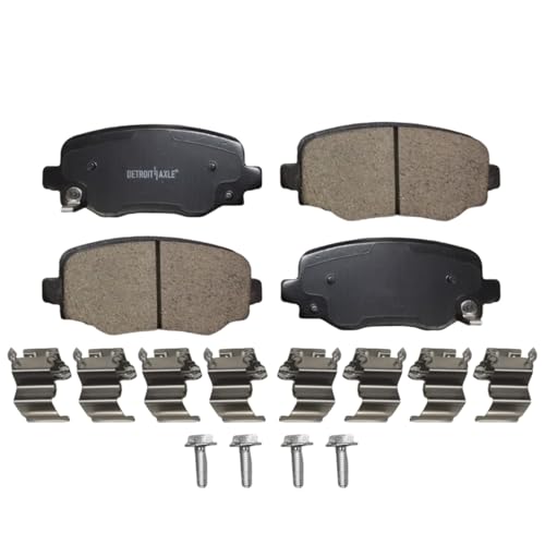 Image of Detroit Axle - Rear Brake Kit for Jeep Compass Renegade Fiat 500X Dodge Hornet Drilled and Slotted Disc Brake Rotors Ceramic Brakes Pads 2017 2018 2019 2020 2021 Replacement : 10.94 inch inch Rotor