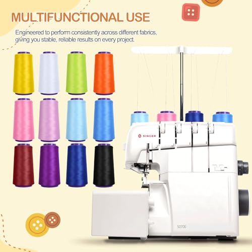 Set de 12 conos de hilo nylon para overlock, 2000 m c/u miniatura 5