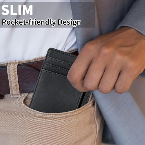 Image of Chelmon Slim Wallet for Men, Minimalist Front Pocket RFID Blocking Credit Card Holder