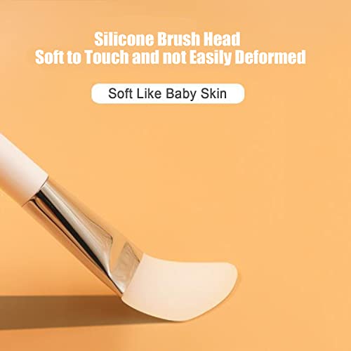 Facial Mask Application Brush, Soft Silicone Fan Shape White Brush Head Cosmetic Tool for Body Lotion, Mud, Clay, Charcoal Mixed Mask - Image 4