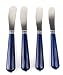Tag Spreaders Butter Knife Cheese Stainless Steel and Plastic Melamine Handles Vintage Navy 6" Long Kitchen Serving Flat Spreader Bread Cream Knives Set of 4