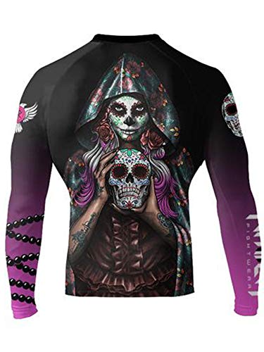 Raven Fightwear Men's La Calavera Catrina Rash Guard MMA BJJ Black Medium