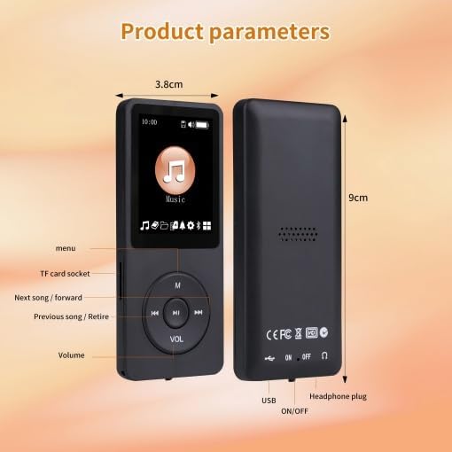 Miniatura 6 de Reproductor MP3 de 128 GB con Bluetooth, reproductor de música portátil para niños, con altavoz HD integrado, grabadora de voz, sonido de alta