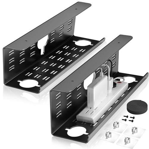 Cinati 2 Pack Cable Management Under Desk,32 inch Alloy Steel Lar...
