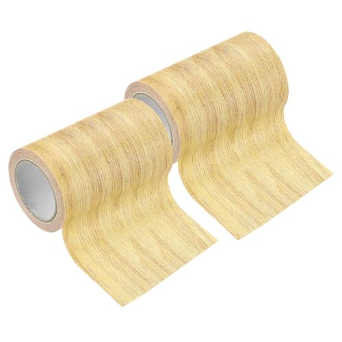 Image of PATIKIL Wood Grain Tape 4 inch x 15 Ft, 2 Pcs Self-Adhesive Wood Texture Repair Tape Realistic Wooden Effect Patch for Furniture Cabinets Floor Walls, Yellow Oak