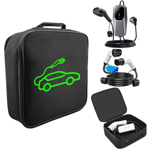 LOTHID Bolsa para cables de carga y accesorios de coche, bolsa organizadora de nailon 1680D para cable tipo 2/tipo 1, resistente e ideal para maletero...
