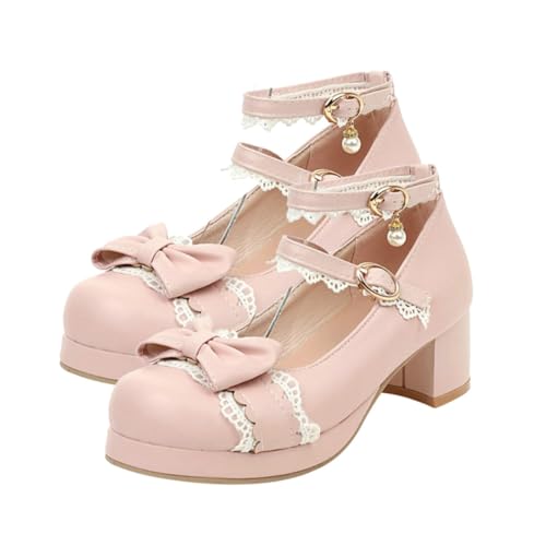 Chaussures Lolita roses à talons épais pour vos sorties et fêtes