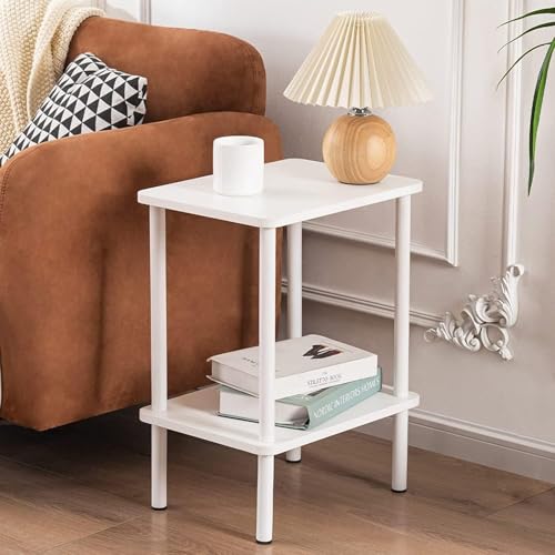 APICIZON サイドテーブル リビング スリム ソファ ナイトテーブル サイドラック ベッドサイド ベット横テーブル 多機能 組立簡単 （幅40×奥行30×高さ54cm，ホワイト）