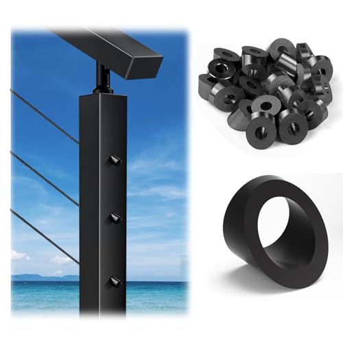 Image of 30 Pack 0.35 inch ID T316 Angle Washers Max for 5 /16 inch Cable Railing Hardware, Marine Grade Stainless Steel 33 Angle Beveled Washers for Stair Deck Metal Wood Aluminum End Posts, Black