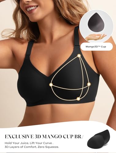 Image of Women V Neck Wireless Bra Full Coverage Comfort Jelly Strip Bras Supportive Seamless Bralette