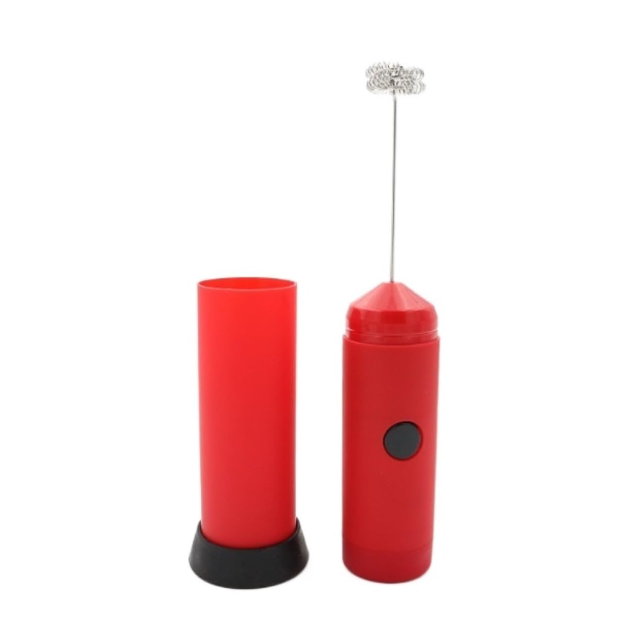 Espumador de Leche, Espumador De Leche De Acero Inoxidable Espumador De Café Eléctrico De Resorte De Mano con Pilas Bubbler Leche para Capuchino(Rot)
