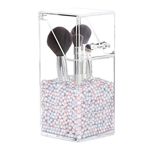 Preisvergleich Produktbild PowerKing Make-up Pinselhalter, klarer Kosmetikpinsel Organizer für Aufbewahrungsbürsten mit Deckel und Perle für Schminktische und Waschtische (Mulit Perle)