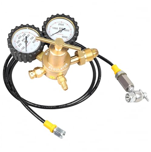 Nitrogen Regulator Kit Nitrogen Shock Fill Tool with 10in High-Pressure Flexible Hose No-Loss Schrader Chuck for UTV ATV Motorcycle Dirt Bike Shock Absorber Nitrogen Refill