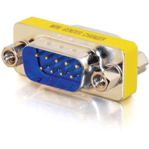 C2G 02782 DB9 M/M Mini Gender Changer (Coupler) - 1 x DB-9 Male Serial - 1 x DB-9 Male Serial - Silver Yellow