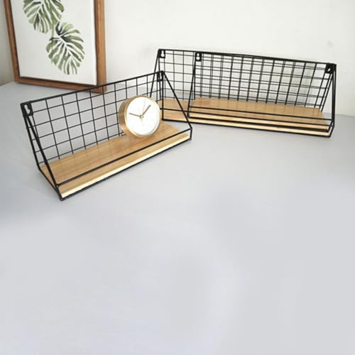 Perchero de pared de hierro negro colgador multiusos y estante de almacenamiento 8