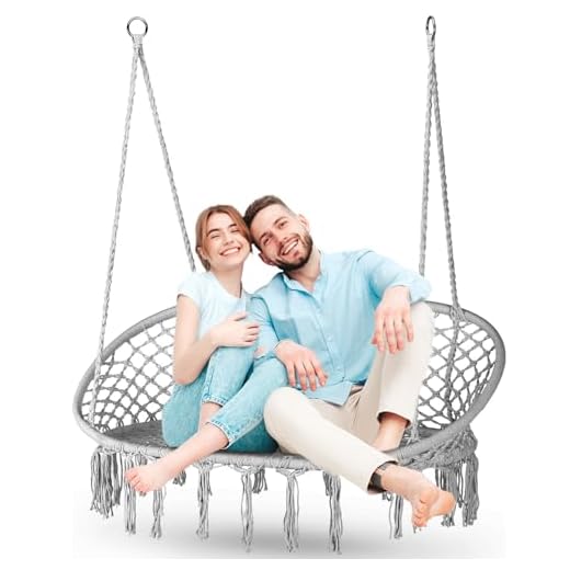 Outtec® XXL Hängesessel Outdoor - bis 200 kg, Hängeschaukel Zweir Personen - 2-Sitzer Sessel zum Aufhängen - Hängekorb, Gartenschaukel, Schaukel für Garten, Terrasse, Balkon - Boho