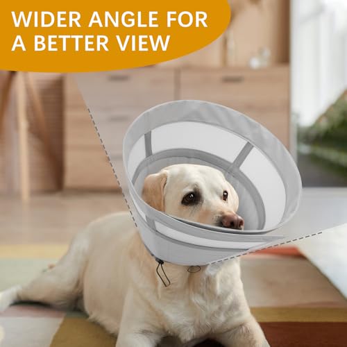 Image of ASENKU Dog Cone Collar, Soft Adjustable Cone for Dogs to Stop Licking, Lightweight Recovery Dog Cone After Surgery, Pet E-Collar for Small, Medium & Large Dogs(Grey, M)