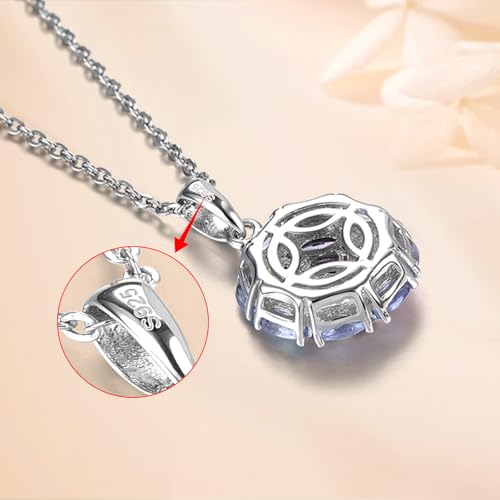 Pendant Necklaces for Women Setting Natural Gemstone Chrome Diopside Tanzanite Birthstone Pendants S925 Sterling Silver Cubic Zirconia Classic Style Fine Jewelry for Her4