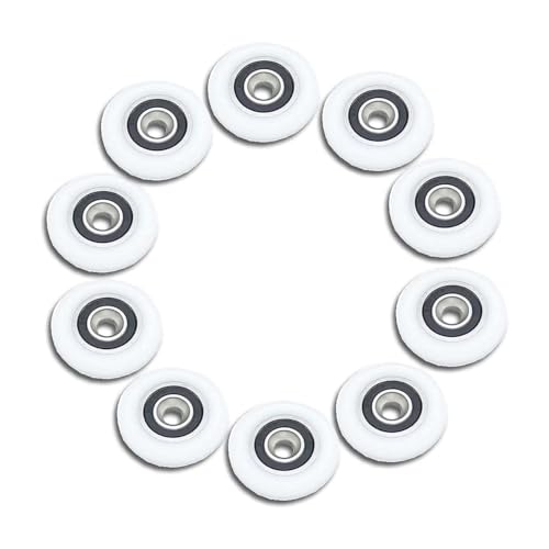 10 Pcs Ruote Della Doccia Rulli per Porte Curve,Ruote per porta della doccia Ruote Doccia Porta Scorrevole,Rotelle Doccia Scorrevole Cuscinetti Box Doccia,Rotelle per Box Doccia Bianco