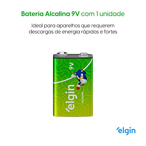 Bateria Alcalina Elgin com 1 unidade 9V Pilha