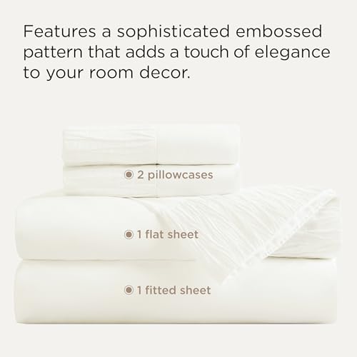 Image of Bedsure Queen Sheet Set - 4 Pieces Soft Queen Size Sheets - Breathable & Cooling - Hotel Luxury - Easy Care Polyester Microfiber Bedding for Women, Men, Ivory