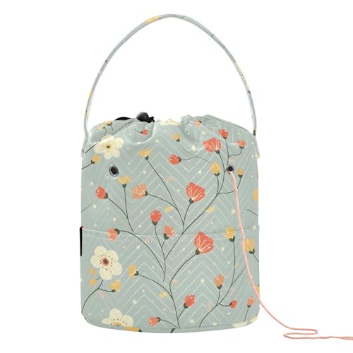 Yarn Storage Bag Small Crochet Bag Knitting Bag Organizer Cute Flower Japanese Yarn Bags for Crocheting Basket