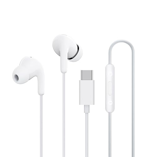 XIAOMI Type-C in-Ear Earphones with 12.4mm Drivers, HD Microphone, and IP54 Dust & Water Resistance (White)
