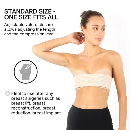 Breast Implant Stabilizer Band, Post Surgery Compression Support Strap For Breast Augmentation, Reduction, Lift, Chest Belt, One Size Fits All (Beige) #TOP2