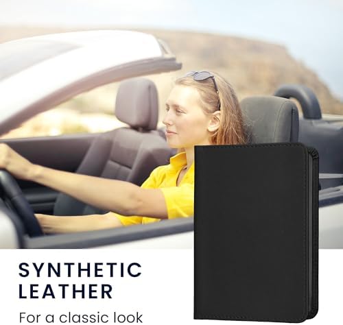 kwmobile Registration and Insurance Holder - Car Document Holder for Vehicle Documents and Cards - PU Leather - Black - 1