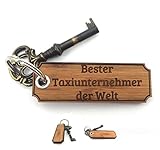 Mr. & Mrs. Panda Schlüsselanhänger Taxiunternehmer - Geschenk, Abschluss, Beruf, Geschenke, Schenken, Schlüsselanhänger aus Holz, Taschenanhänger,