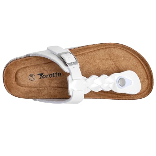 Torotto Boys Girls Cork Footbed Sandals Kids Flip Flops with Adjustable Braided Straps (Toddler/Little Kid/Big Kid)3